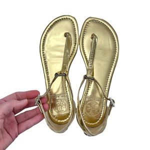 Tory Burch Gold Thong Sandals Size 6
